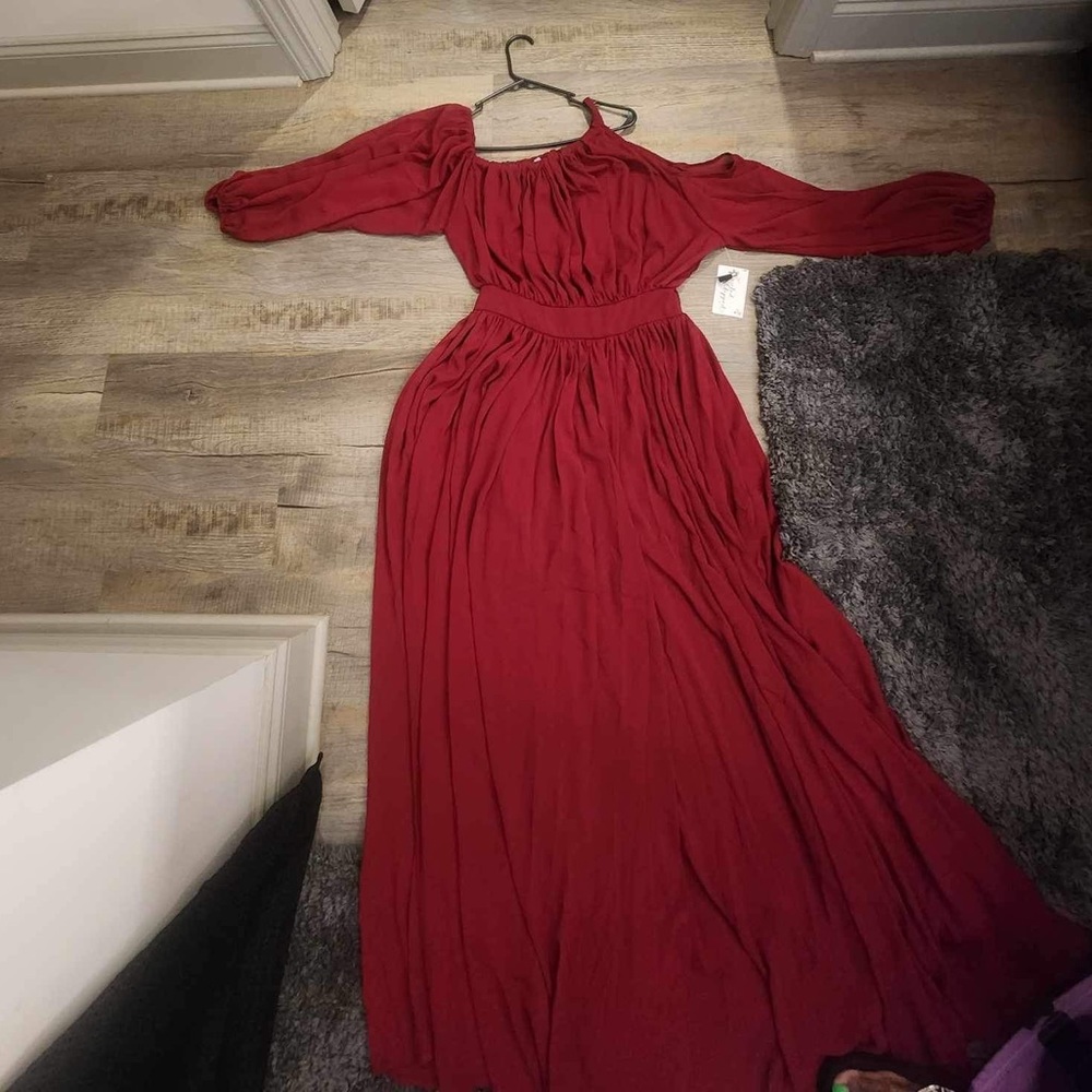 Lady in burgundy.
